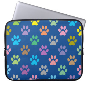 Colorful paw prints pattern laptop sleeve