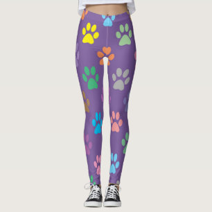 Colorful paw prints pattern leggings