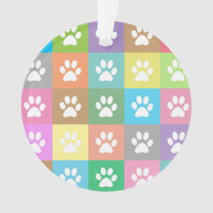 Colorful paw prints pattern ornament