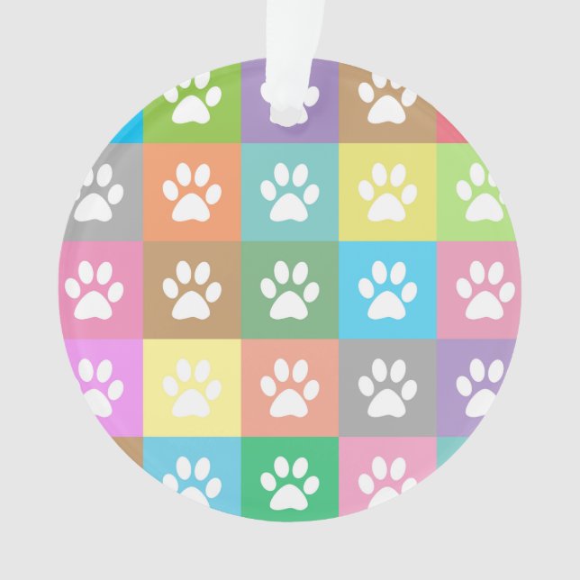 Colorful paw prints pattern       ornament (Front)