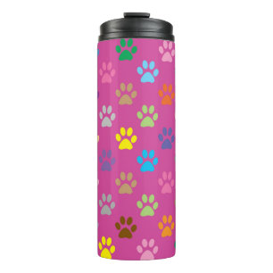 Colorful paw prints pattern    thermal tumbler