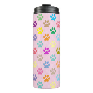Colorful paw prints pattern thermal tumbler