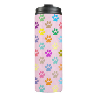 Colorful paw prints pattern thermal tumbler