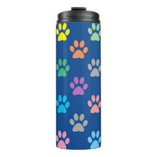Colorful paw prints pattern thermal tumbler