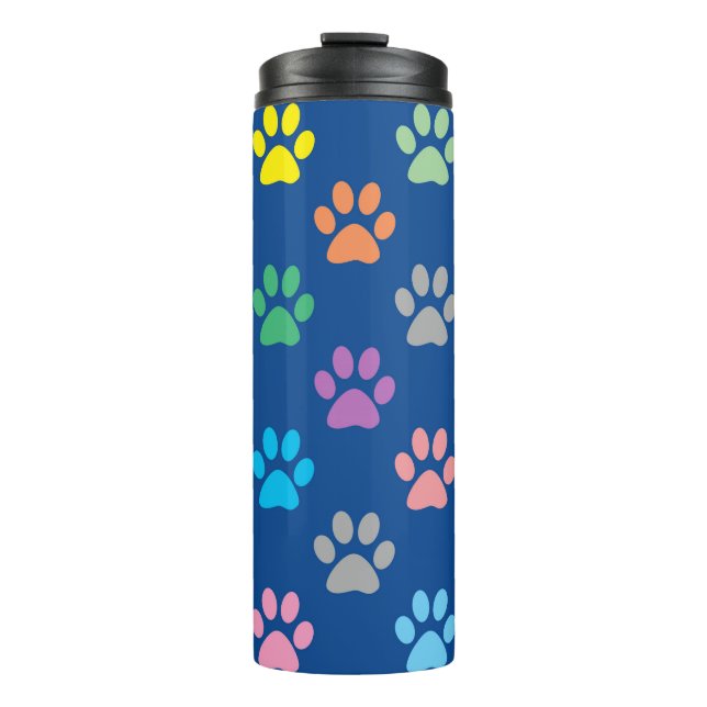 Colorful paw prints pattern thermal tumbler (Front)
