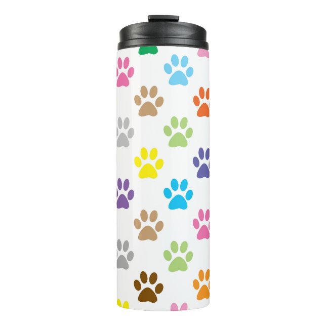 Colorful paw prints pattern thermal tumbler (Front)