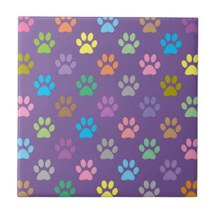 Colorful paw prints pattern tile