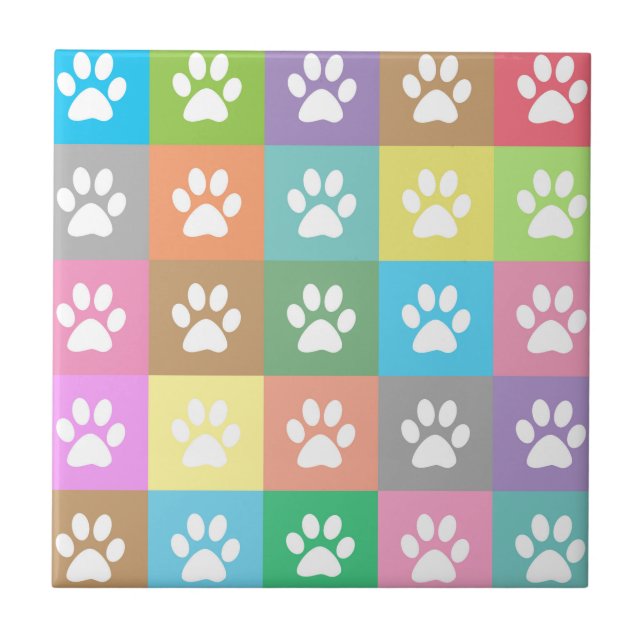 Colorful paw prints pattern  tile (Front)
