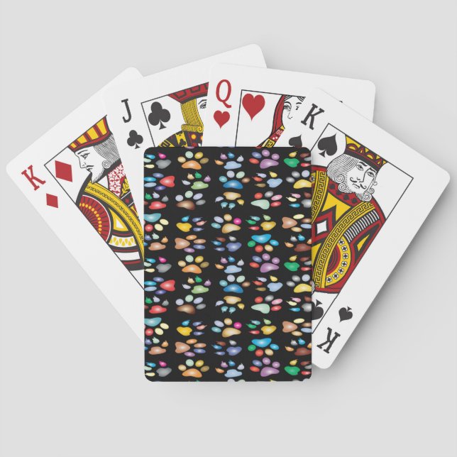 Colorful paw prints playing cards (Back)