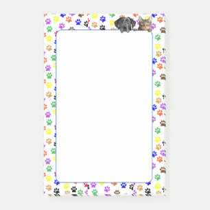 Colorful Paw Prints with Dog and Cat 4 X 6  Post-it Notes