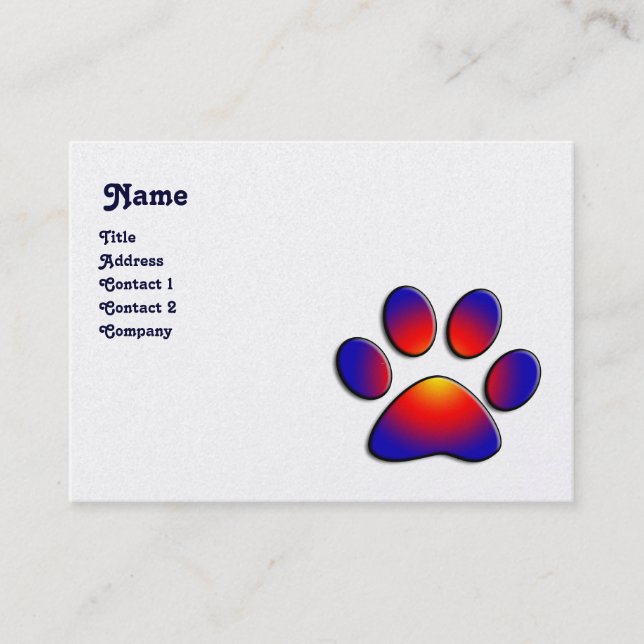 COLORFUL PAW, white pearl Business Card (Front)