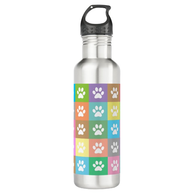Colorful paws pattern 710 ml water bottle (Front)