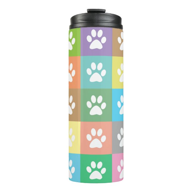 Colorful paws pattern thermal tumbler (Front)