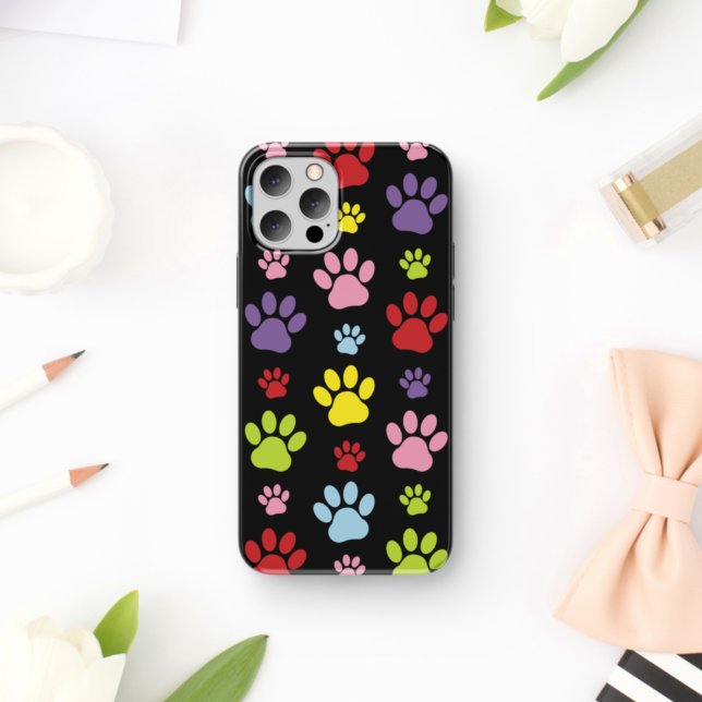 Colorful Paws, Paw Pattern, Paw Prints, Dog Paws Case-Mate iPhone Case (Creator Uploaded)