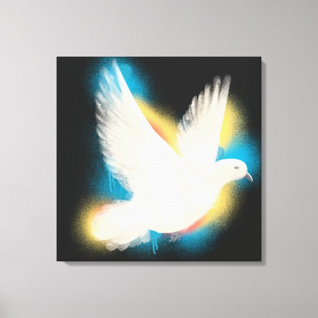 colorful peace dove in watercolor style canvas print (Front)