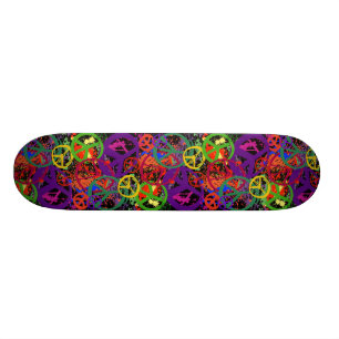 COLORFUL PEACE SIGN COLLAGE SKATEBOARD