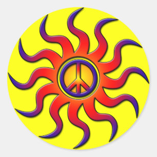 COLORFUL PEACE SUN CLASSIC ROUND STICKER