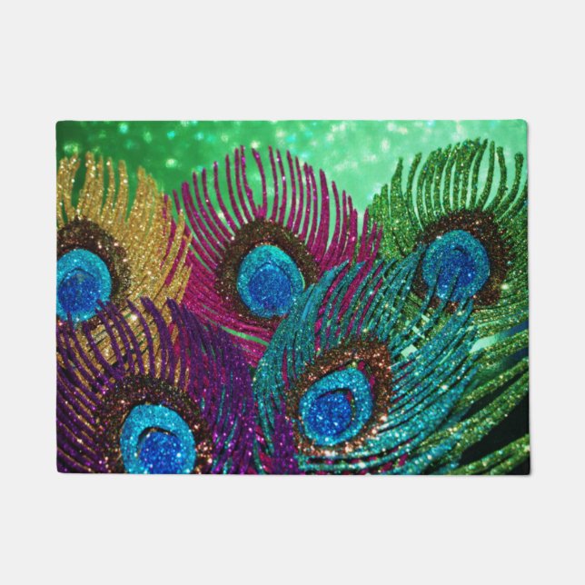 Colorful Peacock Doormat (Front)