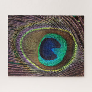 Colorful Peacock Feather   Custom Jigsaw Puzzle