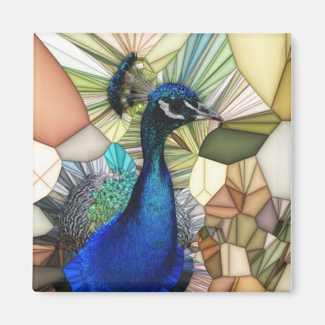 Colorful Peacock Mosaic Magnet (Front)