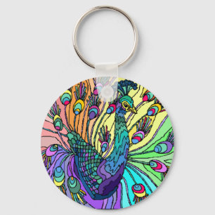 COLORFUL PEACOCK PEAFOWL KEY-CHAIN KEYCHAIN