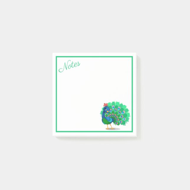 Colorful Peacock Post-It Notes (Devant)