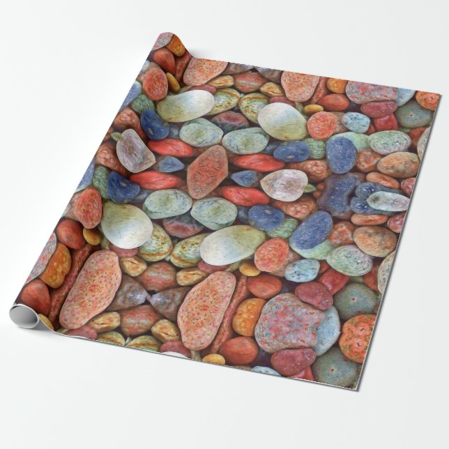 Colorful Pebble Rock Wrapping Paper (Unrolled)