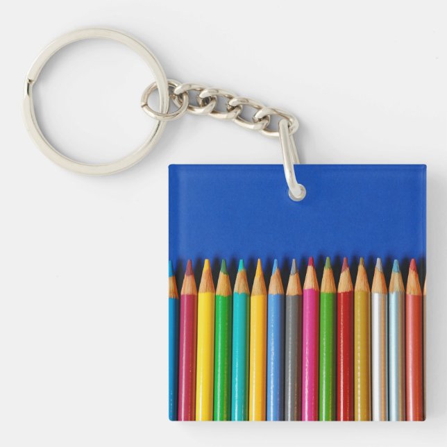 Colorful pencil crayons keychain (Front)