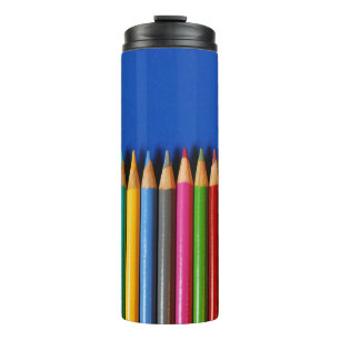Colorful pencil crayons thermal tumbler