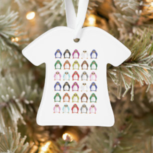 Colorful Penguin Pattern Cute Christmas Shirt Ornament