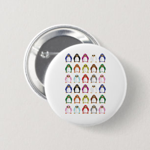 Colorful Penguin Pattern Cute Kawaii Fun 2 Inch Round Button