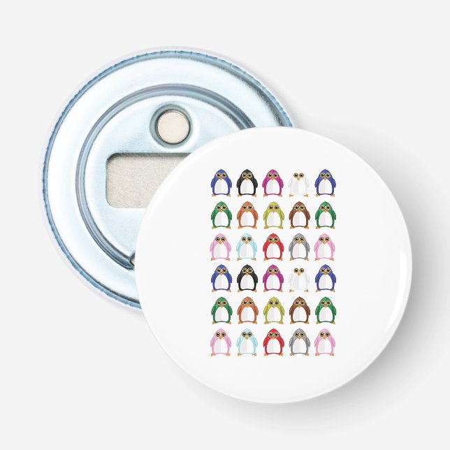 Colorful Penguin Pattern Cute Kawaii Fun Bottle Opener (Front)