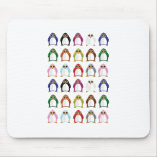 Colorful Penguin Pattern Cute Kawaii Fun Desk Mouse Pad