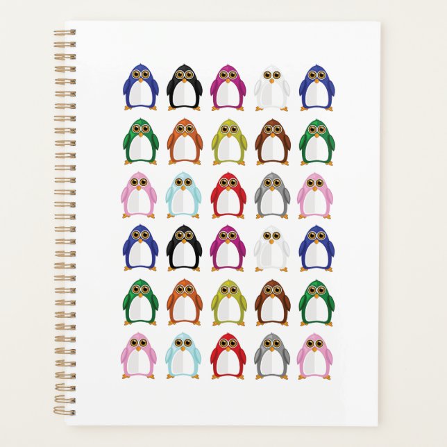 Colorful Penguin Pattern Cute Kawaii Fun Planner (Front)