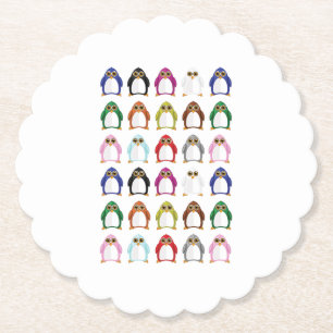 Colorful Penguin Pattern Cute Kawaii Fun Table Paper Coaster
