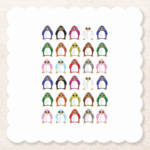 Colorful Penguin Pattern Cute Kawaii Fun Table Paper Coaster