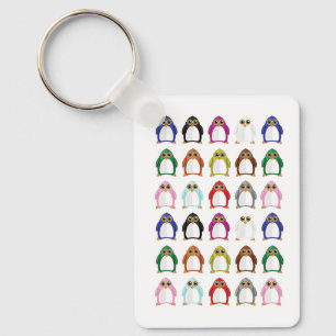 Colorful Penguin Pattern Fun Whimsical Cute Animal Keychain