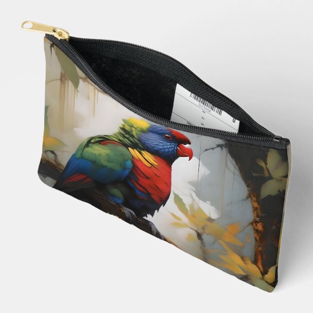 Colorful Perch: A Rainbow Lorikeet in the Tree Accessory Pouch (Open)
