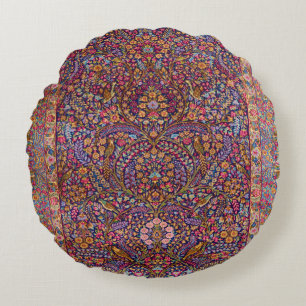 Colorful Persian Rug Pattern Round Pillow