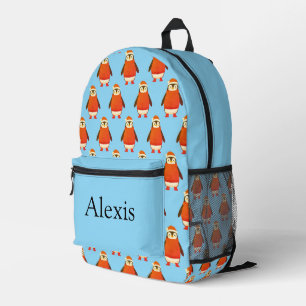 Colorful personalized backpack, kids cute penguin printed backpack