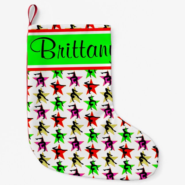 COLORFUL PERSONALIZED GYMNAST CHRISTMAS STOCKING (Front)