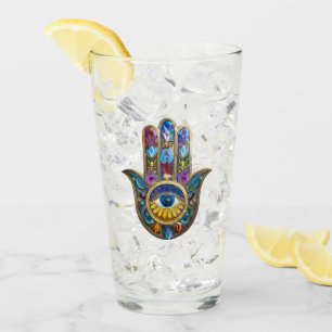 Colorful Petals Leaves Hamsa Sapphire Third Eye Glass