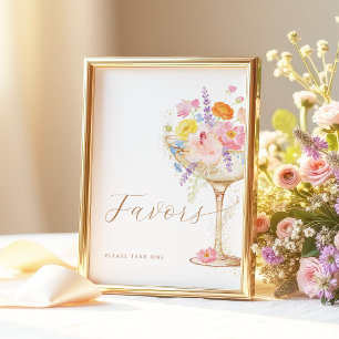 Colorful Petals & Prosecco Favors Table Sign