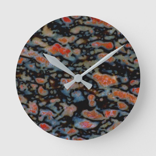 Colorful Petrified Dinosaur Bone Round Clock (Front)