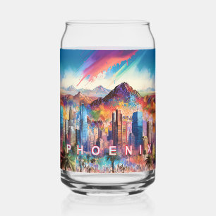 Colorful Phoenix Skyline Can Glass