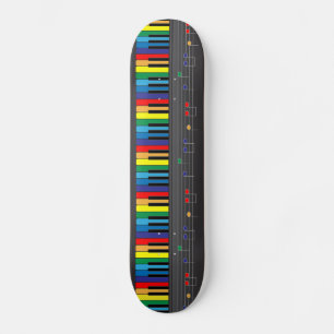 Colorful piano keyboard skateboard