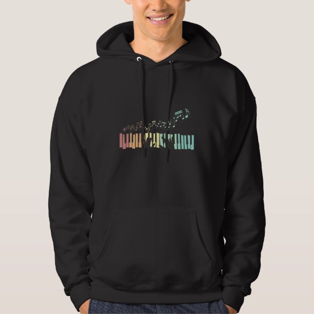 Colorful Piano Music Notes Keyboard Player Pianist Hoodie (Front)