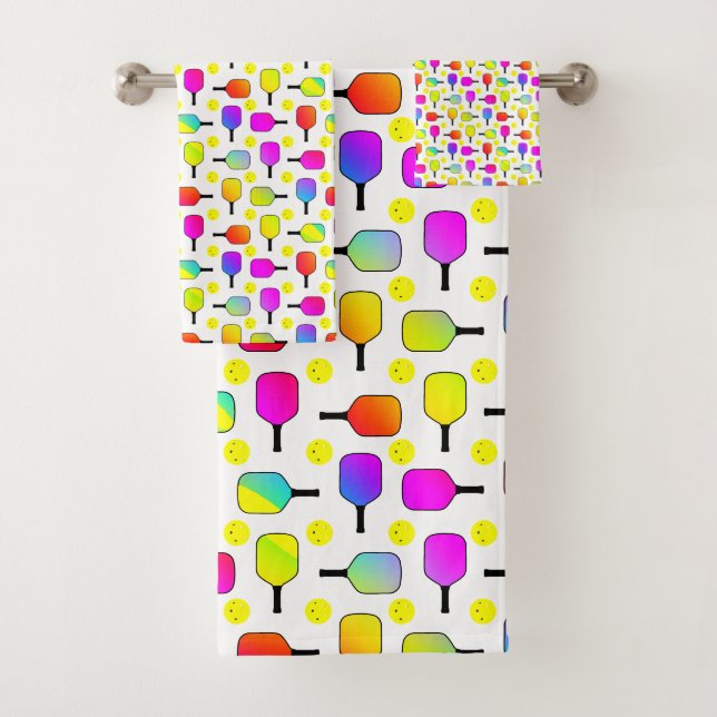 Colorful, Pickleball Paddles, Yellow Pickleball  Bath Towel Set (Insitu)