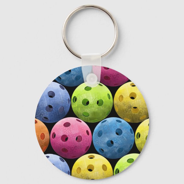Colorful Pickleballs Keychain (Front)