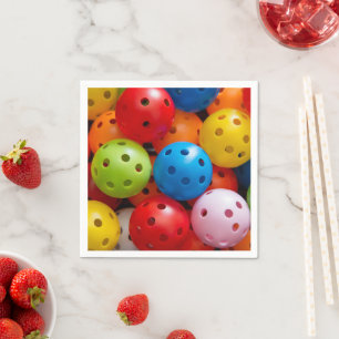 Colorful pickleballs napkin